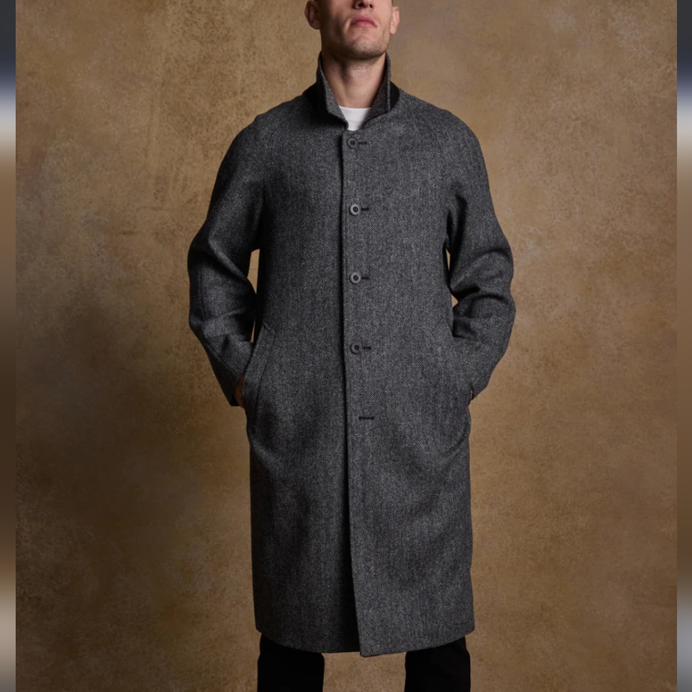 Jack Murphy Black Wool Overcoat